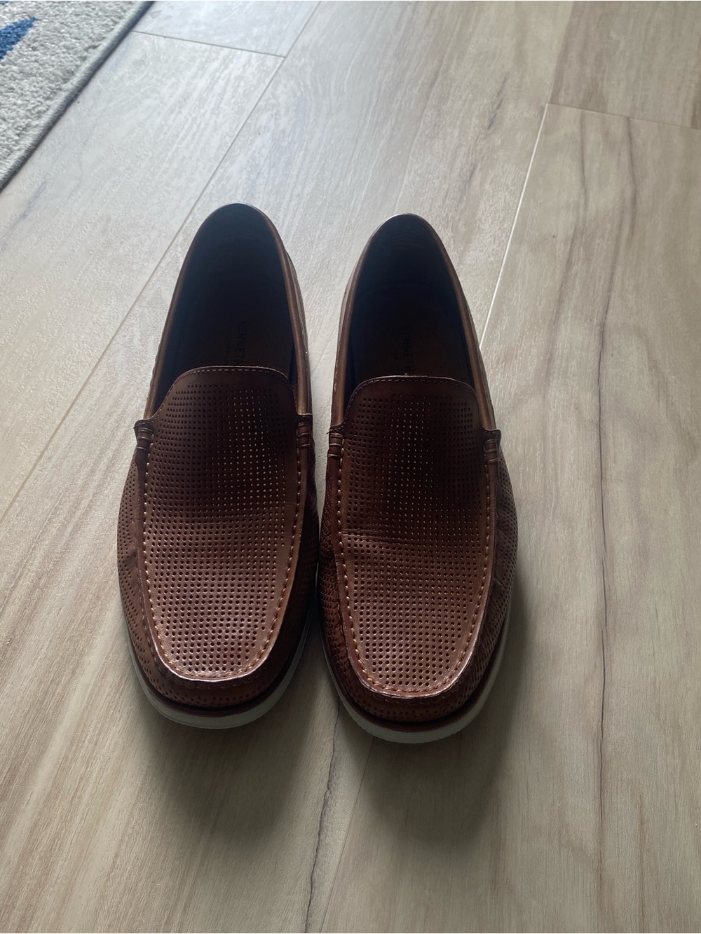 Kenneth Cole Brown Perforated Slip-On Loafers